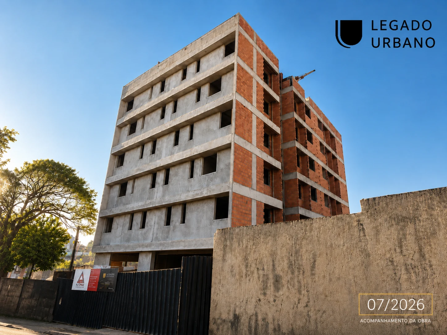 Acompanhamento da obra do Olympo Studio Residence em julho de 2026